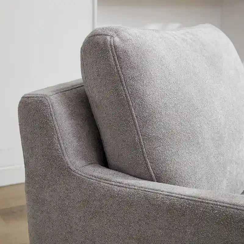 Fauteuil pivotant à 360° en chenille moderne de 76 cm (29,92 po), avec structure en bois massif et coussin de dossier amovible