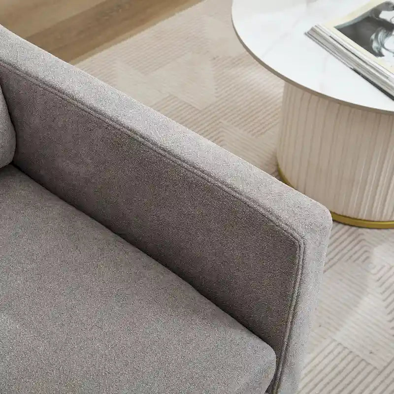 Fauteuil pivotant à 360° en chenille moderne de 76 cm (29,92 po), avec structure en bois massif et coussin de dossier amovible