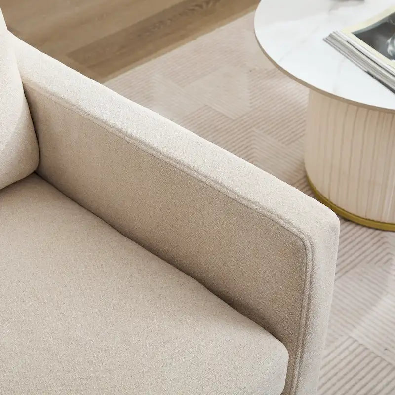 Fauteuil pivotant à 360° en chenille moderne de 76 cm (29,92 po), avec structure en bois massif et coussin de dossier amovible