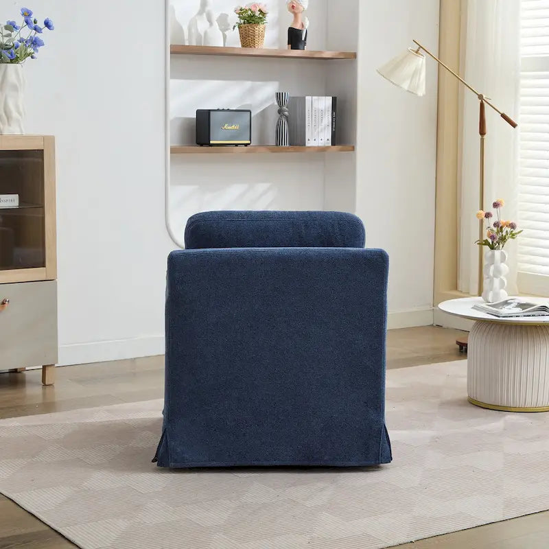 Fauteuil pivotant à 360° en chenille moderne de 76 cm (29,92 po), avec structure en bois massif et coussin de dossier amovible