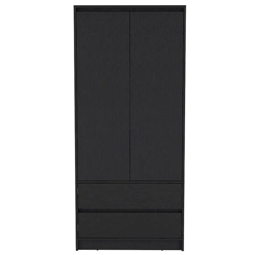 20.47 Modern Double-door Armoire with Hanging Rod and Two Drawers for Bedroom