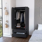 Armoire moderne à double porte avec penderie et deux tiroirs pour chambre à coucher (20,47 €).