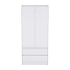 Armoire moderne à double porte avec penderie et deux tiroirs pour chambre à coucher (20,47 €).