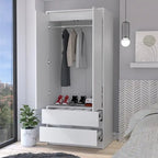 Armoire moderne à double porte avec penderie et deux tiroirs pour chambre à coucher (20,47 €).