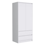 Armoire moderne à double porte avec penderie et deux tiroirs pour chambre à coucher (20,47 €).