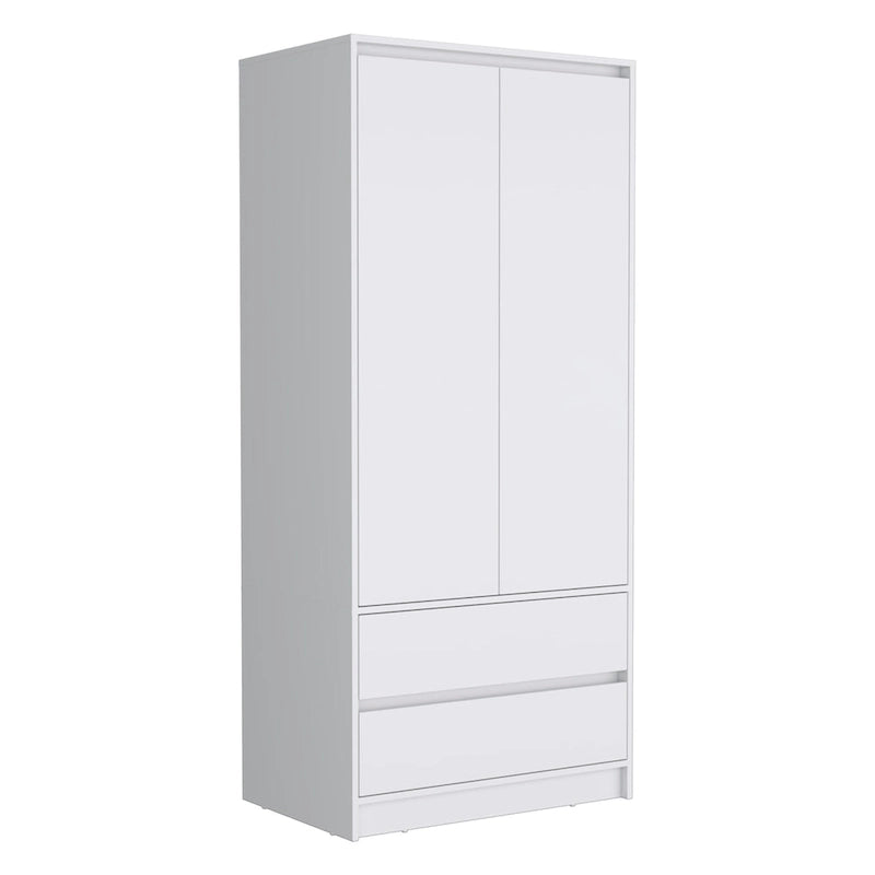 Armoire moderne à double porte avec penderie et deux tiroirs pour chambre à coucher (20,47 €).