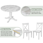 Ensemble de salle à manger moderne en bois 5 pièces avec table ronde et 4 chaises rembourrées