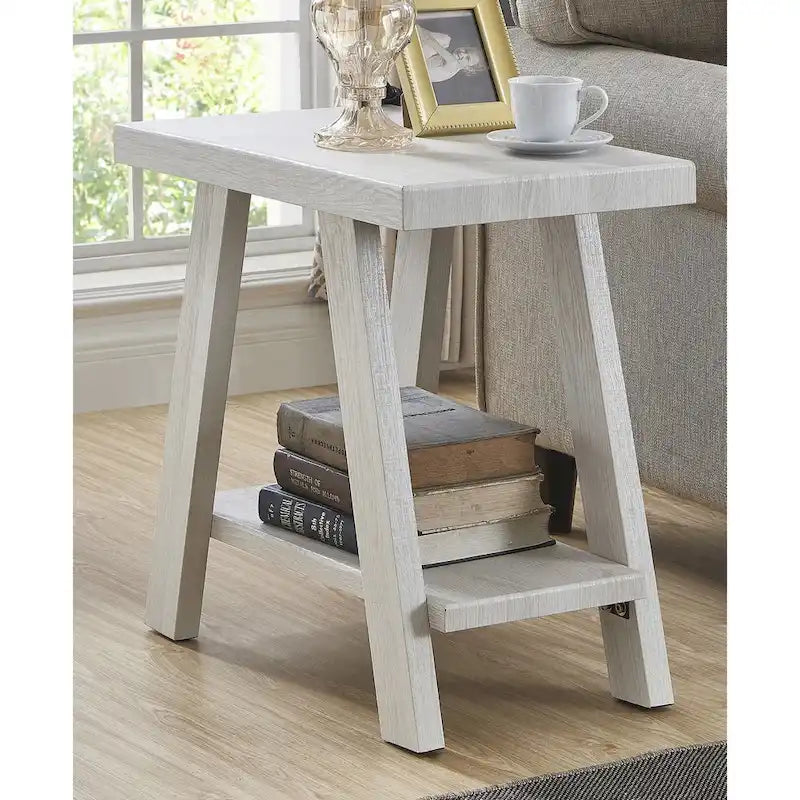 Table d'appoint rectangulaire moderne de 23,5 pouces avec étagère de rangement et pieds à angle large
