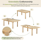 Ensemble de salle à manger en bois 7 pièces avec table extensible et 6 chaises