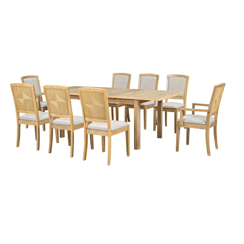 Ensemble de salle à manger en bois 7 pièces avec table extensible et 6 chaises