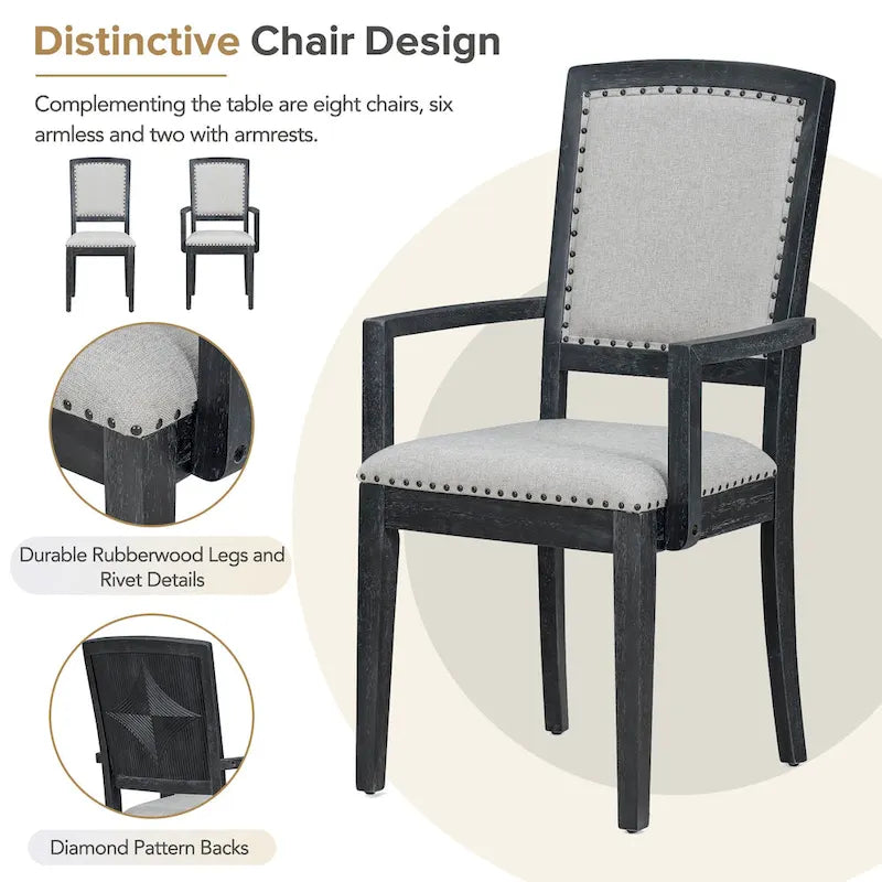 Ensemble de salle à manger en bois 7 pièces avec table extensible et 6 chaises