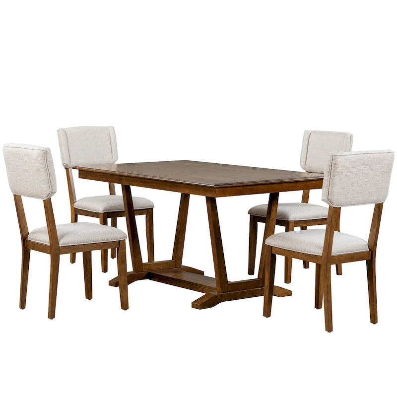 Ensemble de salle à manger en bois 5 pièces comprenant une table rectangulaire de 59 pouces et 4 chaises