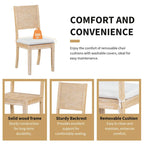 Ensemble de salle à manger moderne 6 pièces avec table, chaises, coussins amovibles, étagère de rangement et banc.