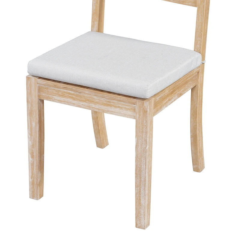 Ensemble de salle à manger moderne 6 pièces avec table, chaises, coussins amovibles, étagère de rangement et banc.