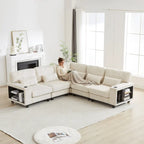 Canapé d'angle modulable en velours côtelé de 102,75 pouces avec rangement