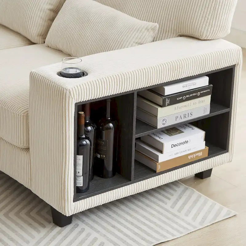 Canapé d'angle modulable en velours côtelé de 102,75 pouces avec rangement