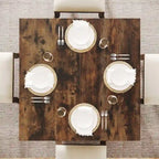 Table de salle à manger carrée de 80 cm pour 4 personnes, style campagnard - 80 cm de profondeur x 80 cm de largeur x 75 cm de hauteur