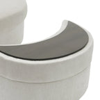 Fauteuil pivotant rembourré avec pouf de rangement à plateau en bois