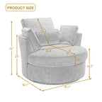 Fauteuil pivotant rembourré avec pouf de rangement à plateau en bois