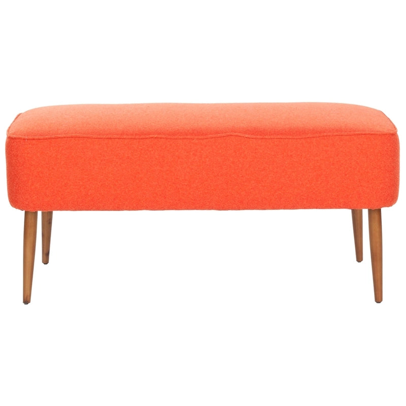 Banc SAFAVIEH Ariane en laine orange style Mid-Century - 39,6 x 19,9 x 18,3 - 40 po L x 20 po P x 18 po H