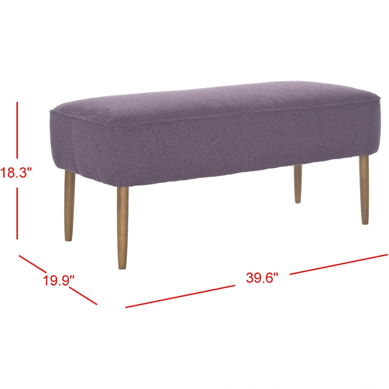 Banc SAFAVIEH Ariane en laine orange style Mid-Century - 39,6 x 19,9 x 18,3 - 40 po L x 20 po P x 18 po H