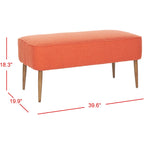 Banc SAFAVIEH Ariane en laine orange style Mid-Century - 39,6 x 19,9 x 18,3 - 40 po L x 20 po P x 18 po H