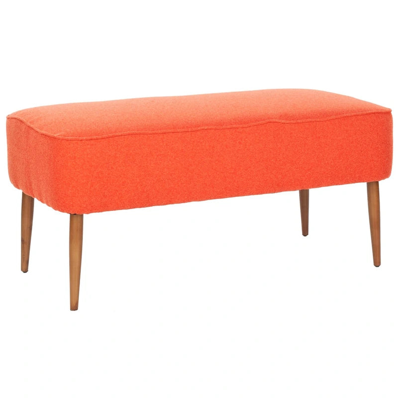 Banc SAFAVIEH Ariane en laine orange style Mid-Century - 39,6 x 19,9 x 18,3 - 40 po L x 20 po P x 18 po H