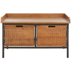 Banc de rangement SAFAVIEH Vasilija en étain antique/frêne clair - 33 x 15,7 x 20 cm - 33 cm (L) x 16 cm (P) x 20 cm (H)