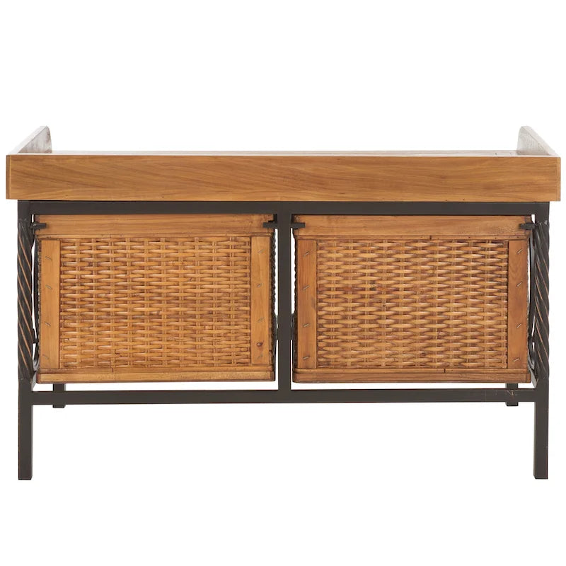 Banc de rangement SAFAVIEH Vasilija en étain antique/frêne clair - 33 x 15,7 x 20 cm - 33 cm (L) x 16 cm (P) x 20 cm (H)