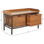 Banc de rangement SAFAVIEH Vasilija en étain antique/frêne clair - 33 x 15,7 x 20 cm - 33 cm (L) x 16 cm (P) x 20 cm (H)