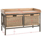 Banc de rangement SAFAVIEH Vasilija en étain antique/frêne clair - 33 x 15,7 x 20 cm - 33 cm (L) x 16 cm (P) x 20 cm (H)