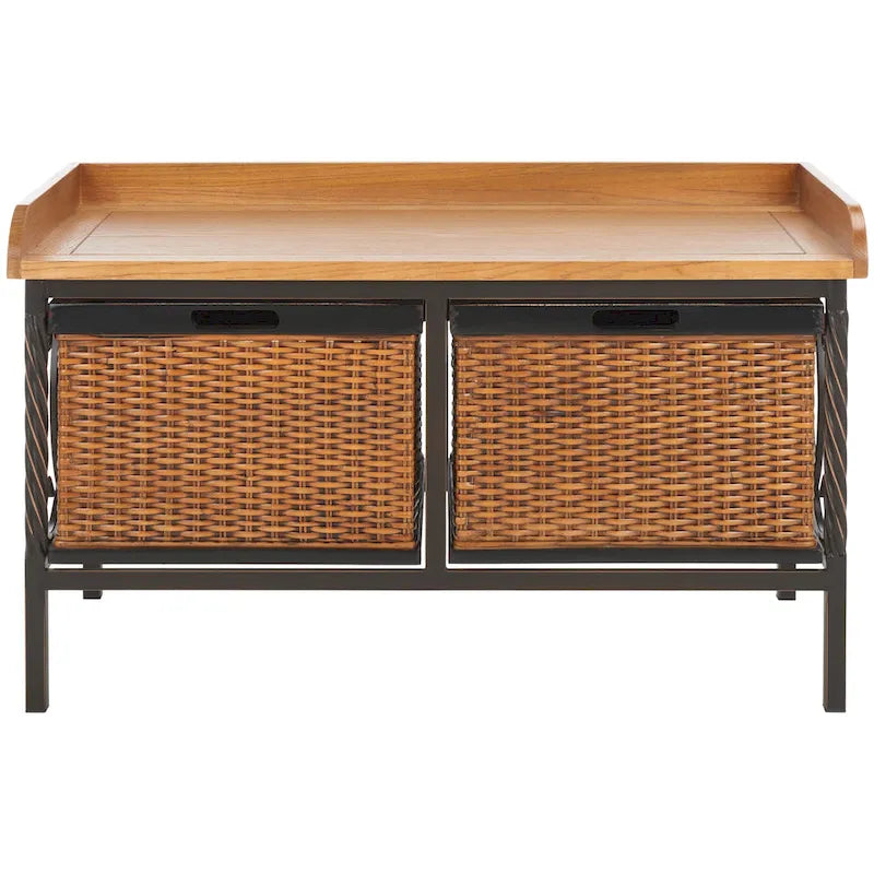 Banc de rangement SAFAVIEH Vasilija en étain antique/frêne clair - 33 x 15,7 x 20 cm - 33 cm (L) x 16 cm (P) x 20 cm (H)