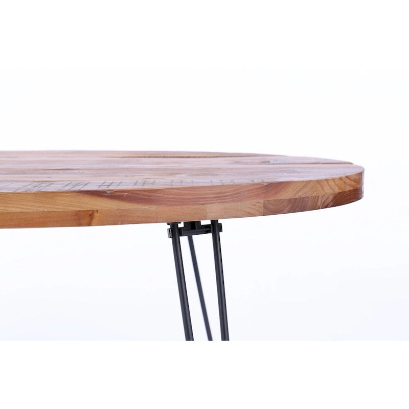 Table basse ovale pliable en bois naturel recyclé - 24,00 x 44,00 x 18,00