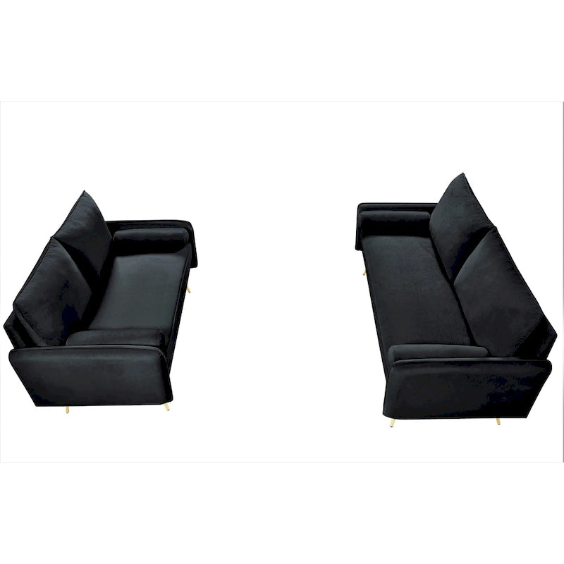 Ensemble de salon 2 pièces Villeda Velvet style moderne du milieu du siècle