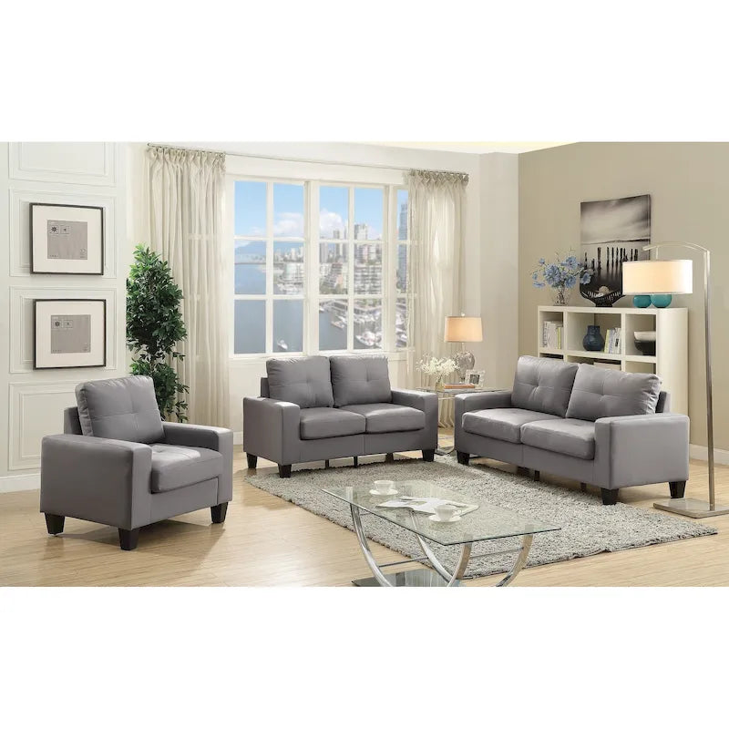 Canapé droit Newbury 58 po (147 cm) de largeur, accoudoirs évasés, revêtement en similicuir - 32 po (81 cm) L x 58 po (147 cm) l x 36 po (91 cm) H