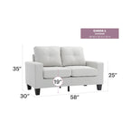 Canapé droit Newbury 58 po (147 cm) de largeur, accoudoirs évasés, revêtement en similicuir - 32 po (81 cm) L x 58 po (147 cm) l x 36 po (91 cm) H