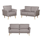 3-Piece Linen Fabric Sofa, Loveseat and Chair Living Room Set