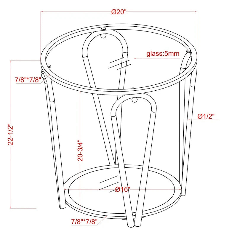 Ensemble de deux tables basses Gable Glam avec plateau en verre et étagère, par Furniture of America