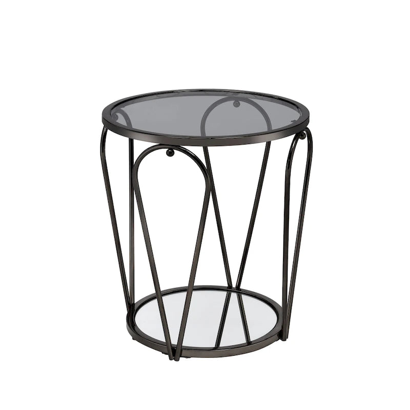 Ensemble de deux tables basses Gable Glam avec plateau en verre et étagère, par Furniture of America