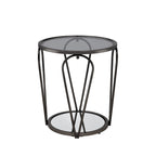 Ensemble de deux tables basses Gable Glam avec plateau en verre et étagère, par Furniture of America