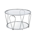 Ensemble de deux tables basses Gable Glam avec plateau en verre et étagère, par Furniture of America