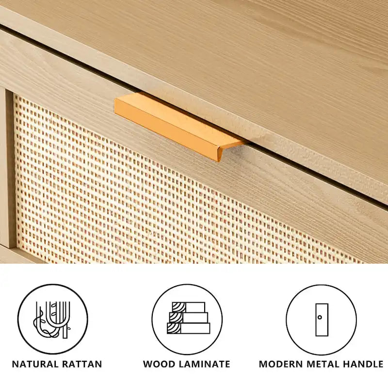 Commode en rotin à 6 tiroirs, tiroir en rotin,