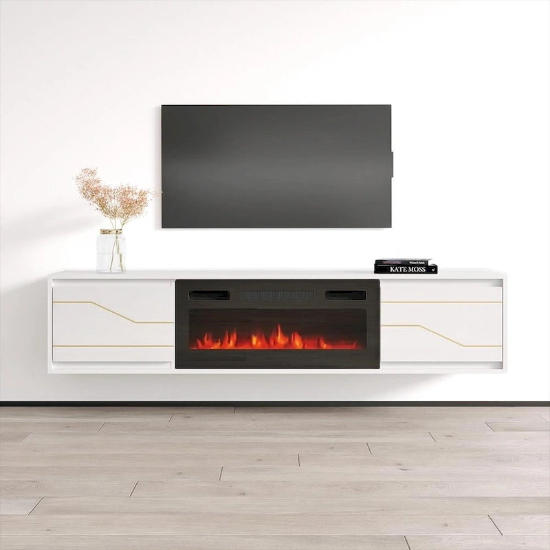 Meuble TV avec cheminée Maze BL-EF