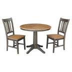 36 Round Solid Wood Extension Dining Table with 2 Dining Chairs