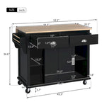 Chariot de cuisine avec comptoir rabattable en bois d'hévéa, porte coulissante dissimulée de style grange à hauteur réglable, îlot de cuisine sur 4 roues