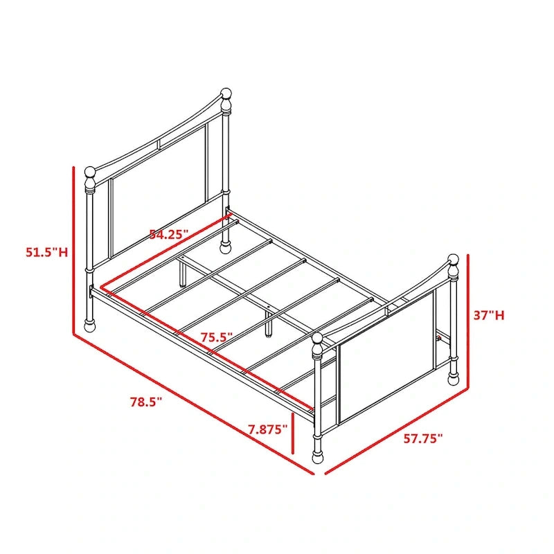 Lit en métal rembourré