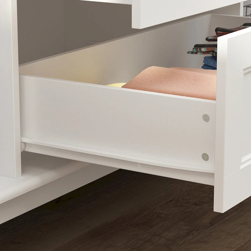 Armoire traditionnelle Home à 2 tiroirs, autoportante, en bois laqué blanc - 63 po L x 71,3 po