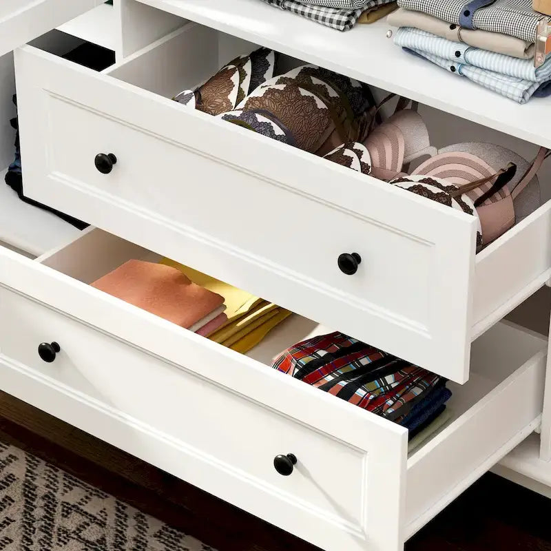 Armoire traditionnelle Home à 2 tiroirs, autoportante, en bois laqué blanc - 63 po L x 71,3 po