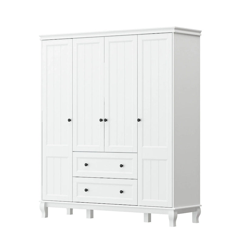 Armoire traditionnelle Home à 2 tiroirs, autoportante, en bois laqué blanc - 63 po L x 71,3 po