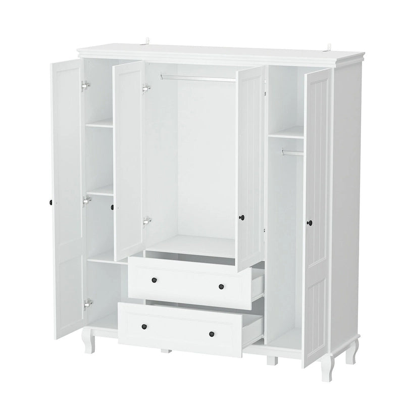 Armoire traditionnelle Home à 2 tiroirs, autoportante, en bois laqué blanc - 63 po L x 71,3 po